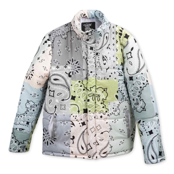 Paisley Print Oversized Puffer Jacket Streetwear Nwot Size XL - Picture 1 of 14